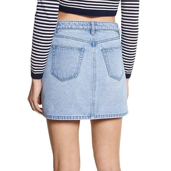 Michael Kors Jean Skirt Womens 14 Blue Denim Mini Button Front Casual Timeless - Picture 3 of 16
